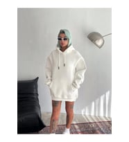 Kapşonlu Üç İplik Penye Basic SweatShirt - Beyaz