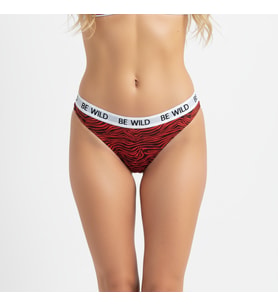 Kadın Beli Beyaz Lastikli Leopar Desen String Külot BB2186