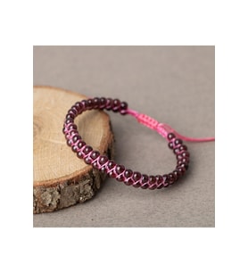 Bordo Granat Lal 4mm Çift Sıra Doğal Taş Bileklik