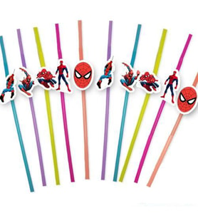 Pipet Spideman örümcek adam temalı pipet 10 lu artistik pipet  doğum günü eğlenceli pipet
