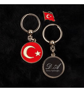 İsme Özel Türk Bayraklı Anahtarlık ve Rozet