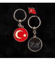 İsme Özel Türk Bayraklı Anahtarlık ve Rozet