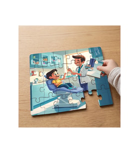 Dişçideki Mutlu Çocuk Tasarımlı 24 Parça Ahşap Çocuk Puzzle MPK1205