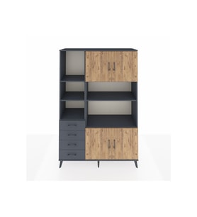 Hyperion Dolap 8 Raflı 4 Çekmeceli 4 Kapaklı 132x44x195 Antrasit-Çam/Antrasit