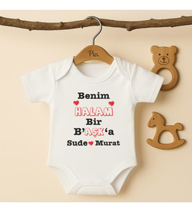 Pia Baby B33 %100 Pamuk Halam Bir Başka Yazılı Tasarlanabilir İsme Özel Bebek Body (Ekru)