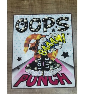 26X21 CM İNCİ BONCUKLU OOPS YAZI RAMA YAMA DİKİŞ AKSESUARI