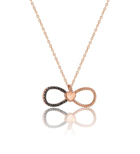 Kalp Sonsuzluk 925 Ayar Gümüş Kadın Kolye Rose-Gold Renk Tek Ebat Beden