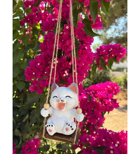 Sallanan Kedi Polyester Duvar Balkon Bahçe Süsü 4 FARKLI RENK (Çok Renkli)
