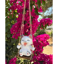 Sallanan Kedi Polyester Duvar Balkon Bahçe Süsü 4 FARKLI RENK (Çok Renkli)