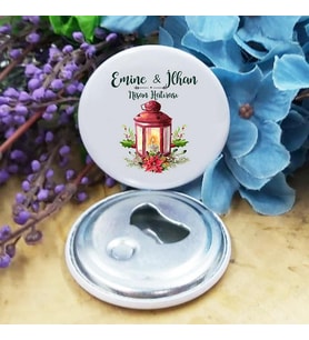 30 Adet Nikah Şekeri Nişan Kına Mıknatıslı Açacak magnet Metal 6 cm Kişiye Özel-