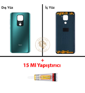 Xiaomi Redmi Note 9 Orman Yeşili Arka Pil Kapağı Batarya Kapağı Lazer Kesim + B-7000 Yapıştırıcı