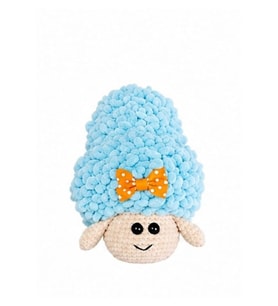 Turuncu Kurdelalı Mavi Yumoş Kuzucuk Amigurumi Organik Oyuncak