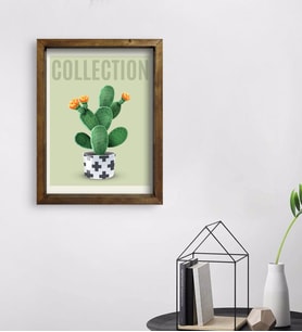BK Gift Kaktüs Tasarımlı Doğal Masif Ahşap Çerçeveli Tablo 45x65cm-7