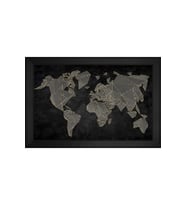Harita Temalı Kanvas Tablo 50 x 70 cm Siyah Çerçeve