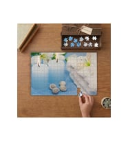 Mavi Mumlar - Beyaz Çiçekler - Terapi Tasarımı 240 parça Ahşap Puzzle Ahşap Kutuda MP02028
