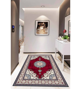 Bordo Klasik Göbekli Kaymaz Tabanlı Dekoratif Halı MK14 - 100 x 160 cm