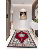 Bordo Klasik Göbekli Kaymaz Tabanlı Dekoratif Halı MK14 - 100 x 160 cm