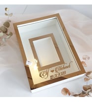 25X35 BEYAZ-BRONZ LEDLİ FOTOĞRAF BÖLÜMLÜ ANI ÇERÇEVESİ- NİŞAN SÖZ GÜLLERİNİZ İÇİN ÇERÇEVELER