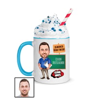 Erkek Almanca Öğretmenine Hediye Karikatürlü Mavi Kupa Bardak