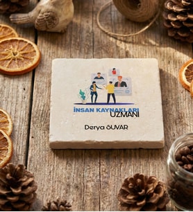Kişiye Özel İnsan Kaynkları Bardak Altlığı  Hediyesi (Krem)
