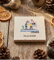 Kişiye Özel İnsan Kaynkları Bardak Altlığı  Hediyesi (Krem)