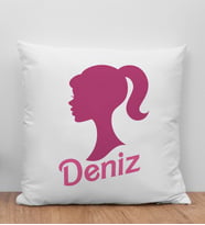 Bk Gift Kişiye Özel Barbie Tasarımlı Beyaz Yastık-1, Barbie Filmi, Barbie Hediyelik Eşya, Arkadaşa Hediye