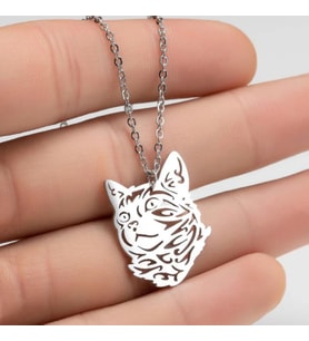 Kedi 925 ayar Gümüş kolye