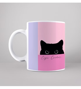 Kedi ve İsim Baskılı Kupa Kişiye Özel