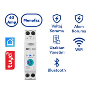 Tomzn WiFi Özellikli Akıllı Sigorta Dahili Enerji Ölçerli Zaman Rölesi 63A (Krem)