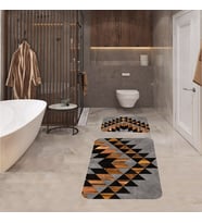 Banyo Halısı Ikili Klozet Takımı Kaymaz Tabanlı Banyo Paspas Takımı (60x100 + 40x60) (Karışık)
