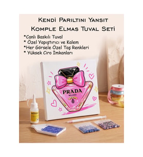 Taşlı Elmas Mozaik Tuval Seti - Lüks Parfüm Şişesi