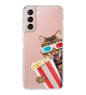 PrintiFy Samsung Galaxy S21 ile Uyumlu 1mm Slim Fit Kedi 1 050b Baskılı Şeffaf  Kılıf