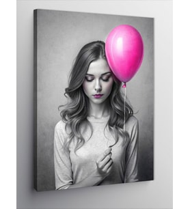 Kanvas Tablo Pembe Balonlu Kız