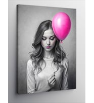 Kanvas Tablo Pembe Balonlu Kız