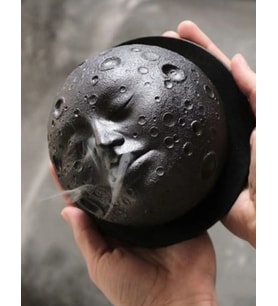 MvT Tasarım Ay Yüzlü Siyah Özel Tasarım Geri Akışlı Tütsülük Seti, Kara Ay Mumvetaş mvtblackmoon