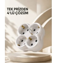 Kompakt 4’lü Priz Adaptörü Ev Ofis İçin Kablosuz Priz Çoğaltma Aparatı