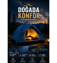 Kolay Kurulum Otomatik Kamp Çadırı 200x135 cm Taşınabilir Suya Dayanıklı