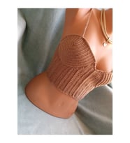 Vip Handmade Koyu Bej Crop Top Büstiyer