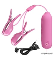 Lilitu Shop Romantic Wave - USB'den Şarjlı Titreşim & Elektro Şok Mandallı Göğüs Uyarıcı