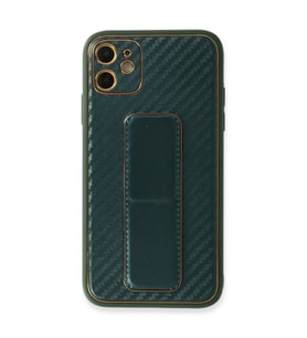 Iphone 12 Kılıf Coco Karbon Standlı Kapak - Yeşil