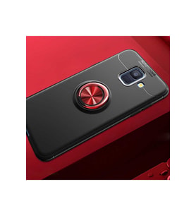 Samsung Galaxy J6 Uyumlu Kılıf Zore Ravel Silikon Kapak (Siyah-Kırmızı)