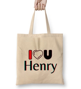 Henry Name Custom Design Gift Baby-Gift For Him Bez Çanta Uzun Saplı