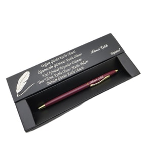 Signator® C523 Slim Bordo Gold Tükenmez Kalem  İsme Özel Kalem  Hediyelik Kalem (Karışık)