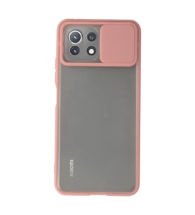 Xiaomi Mi 11 Lite Kılıf Palm Buzlu Kamera Sürgülü Silikon - Pembe