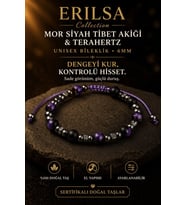 Sertifikalı Terahertz Mor Siyah Tibet Akiği - Ham Çeroit Bileklik - 6 MM Doğal Taş Unisex (Çok Renkli)