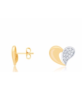 Diamond Line-Gülaylar Sarı Beyaz Altın 14 Ayar Koleksiyon Küpe
