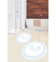 EVDEYA Dijital Yıkanabilir Çerçeveli Ayak İzi Desen İkili Yuvarlak Banyo Klozet Takımı, YKLOZET-18-BEYAZ, (Beyaz)