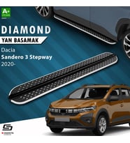 S-Dizayn Dacia Sandero 3 Stepway Diamond Krom Yan Basamak 183 Cm 2020 Üzeri