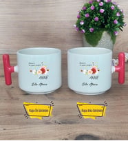 Bahar Çiçeği Anne Kupa Bardak T Kırmızı Kulplu Anneye Doğum Günü Anneler Günü Hediyesi
