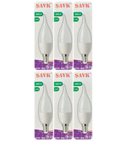 (6 Adet) Şavk 5,5W (37W) Beyaz Işık (6500K) E14 Duylu (İnce Duy) Led Kıvrık Ampul